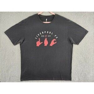 Liverpool FC Shirt Mens XXL Futbol Soccer Black Sign Language Logo